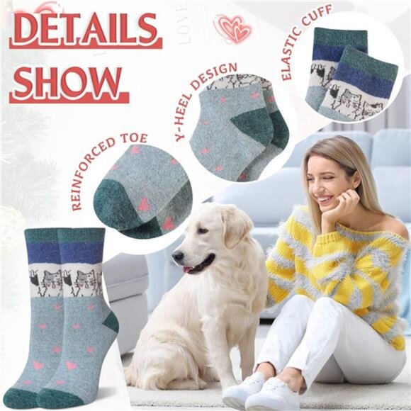 Wool Socks Thickened Winter Cozy Warm Hiking Soft Thermal - Picture 4 of 6